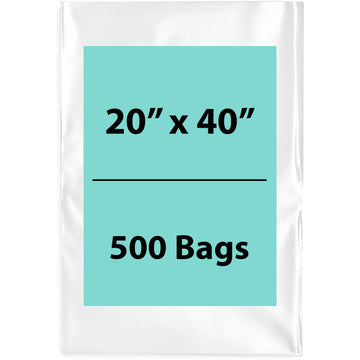 20X40 inches Clear Flat Poly Bags 1.5Mil Open Top (LDPE)